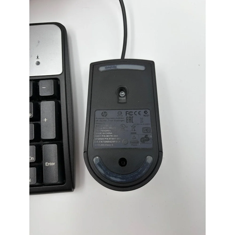 HP‎ Wired Keyboard Mouse Combo Unisex OS Black Silver Excellent KU-1156 MOFYUO